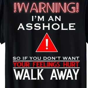 Black Graphic T-Shirt with Bold Warning Text